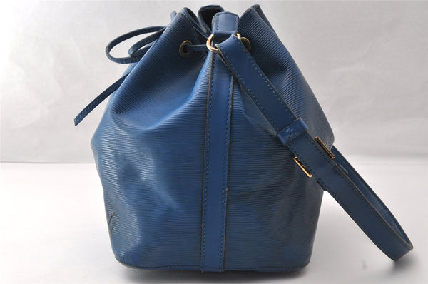 Authentic Louis Vuitton Epi Petit Noe Shoulder Drawstring Bag M44105 Blue 4736I