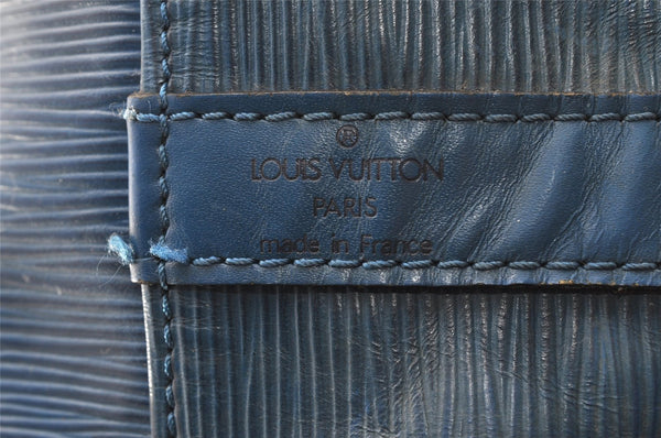 Authentic Louis Vuitton Epi Petit Noe Shoulder Drawstring Bag M44105 Blue 4736I
