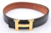 Authentic HERMES Constance Leather Belt Size 65cm 25.6" Black Brown Box 4739E