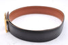 Authentic HERMES Constance Leather Belt Size 65cm 25.6" Black Brown Box 4739E