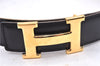 Authentic HERMES Constance Leather Belt Size 65cm 25.6" Black Brown Box 4739E