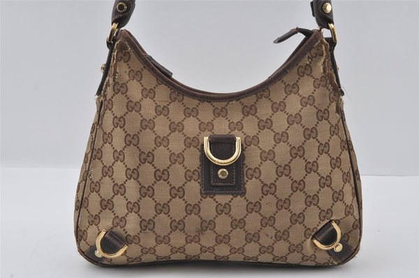 Authentic GUCCI Abbey Shoulder Hand Bag GG Canvas Leather 130738 Brown 4741I