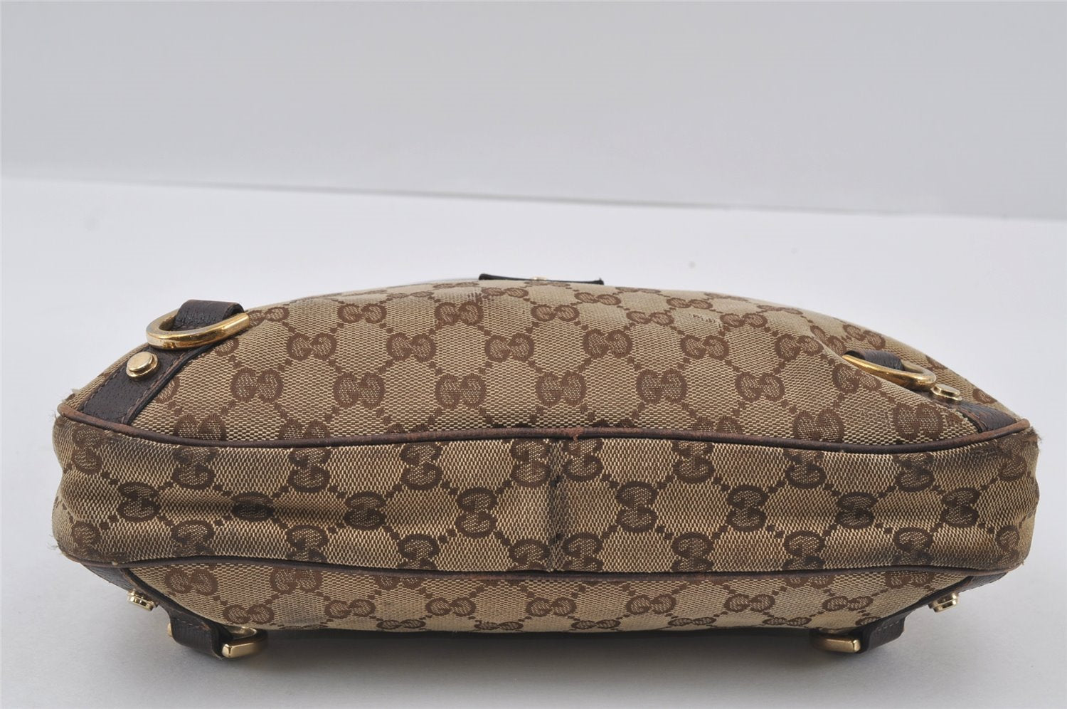 Authentic GUCCI Abbey Shoulder Hand Bag GG Canvas Leather 130738 Brown 4741I