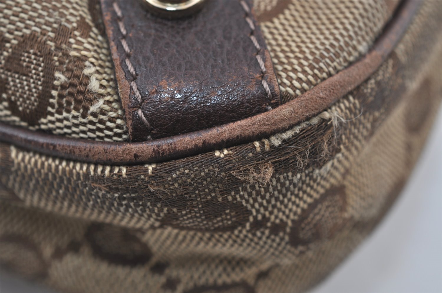 Authentic GUCCI Abbey Shoulder Hand Bag GG Canvas Leather 130738 Brown 4741I