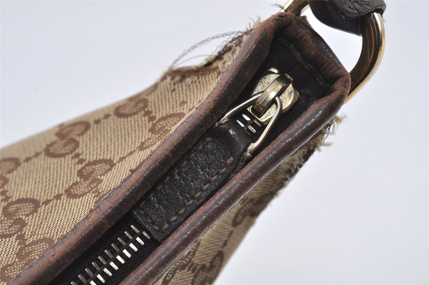 Authentic GUCCI Abbey Shoulder Hand Bag GG Canvas Leather 130738 Brown 4741I