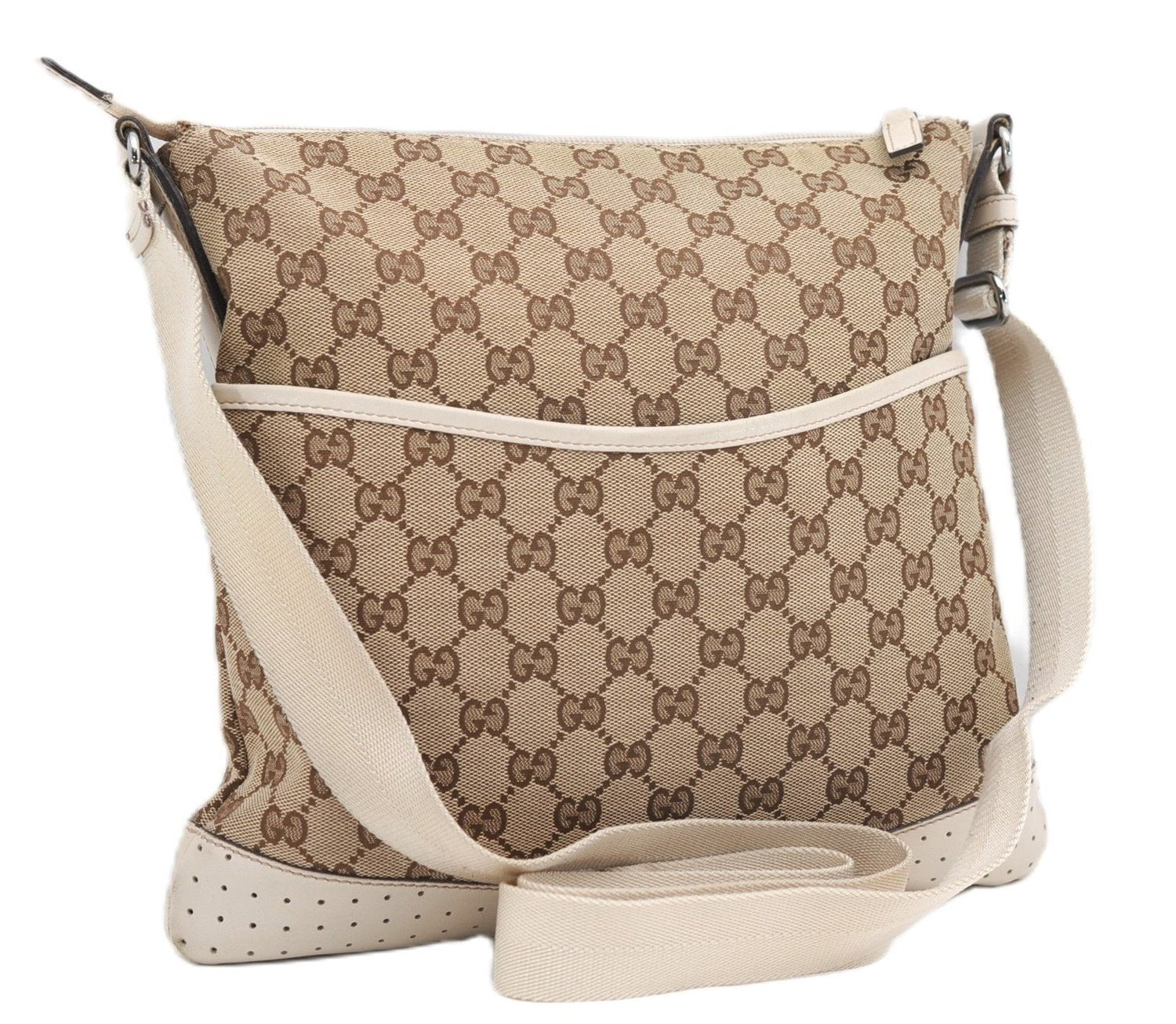 Authentic GUCCI Shoulder Cross Body Bag GG Canvas Leather 145857 Brown 4742F