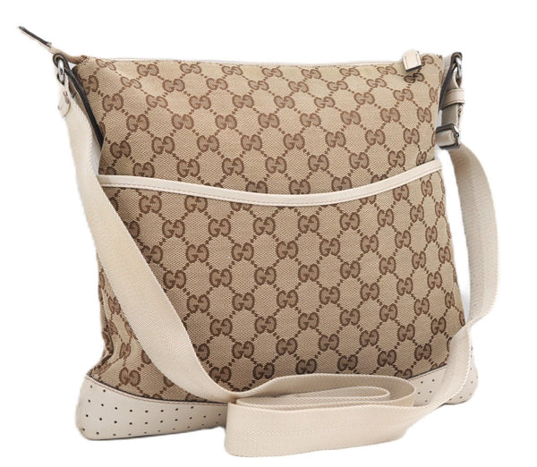 Authentic GUCCI Shoulder Cross Body Bag GG Canvas Leather 145857 Brown 4742F