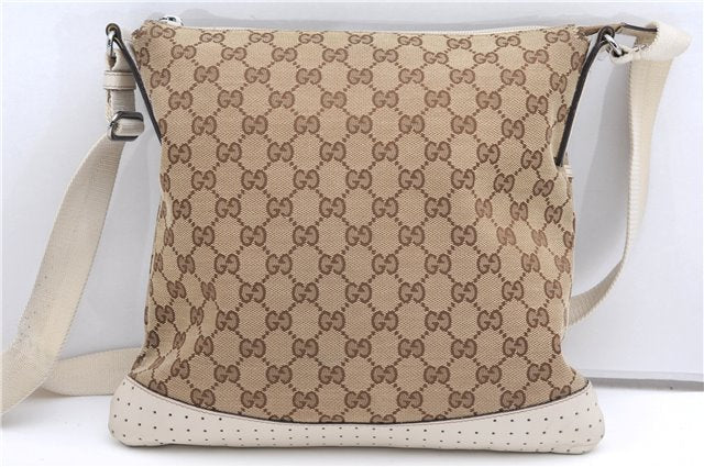 Authentic GUCCI Shoulder Cross Body Bag GG Canvas Leather 145857 Brown 4742F
