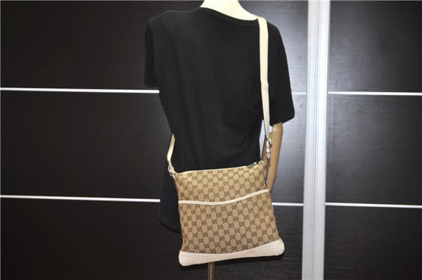 Authentic GUCCI Shoulder Cross Body Bag GG Canvas Leather 145857 Brown 4742F