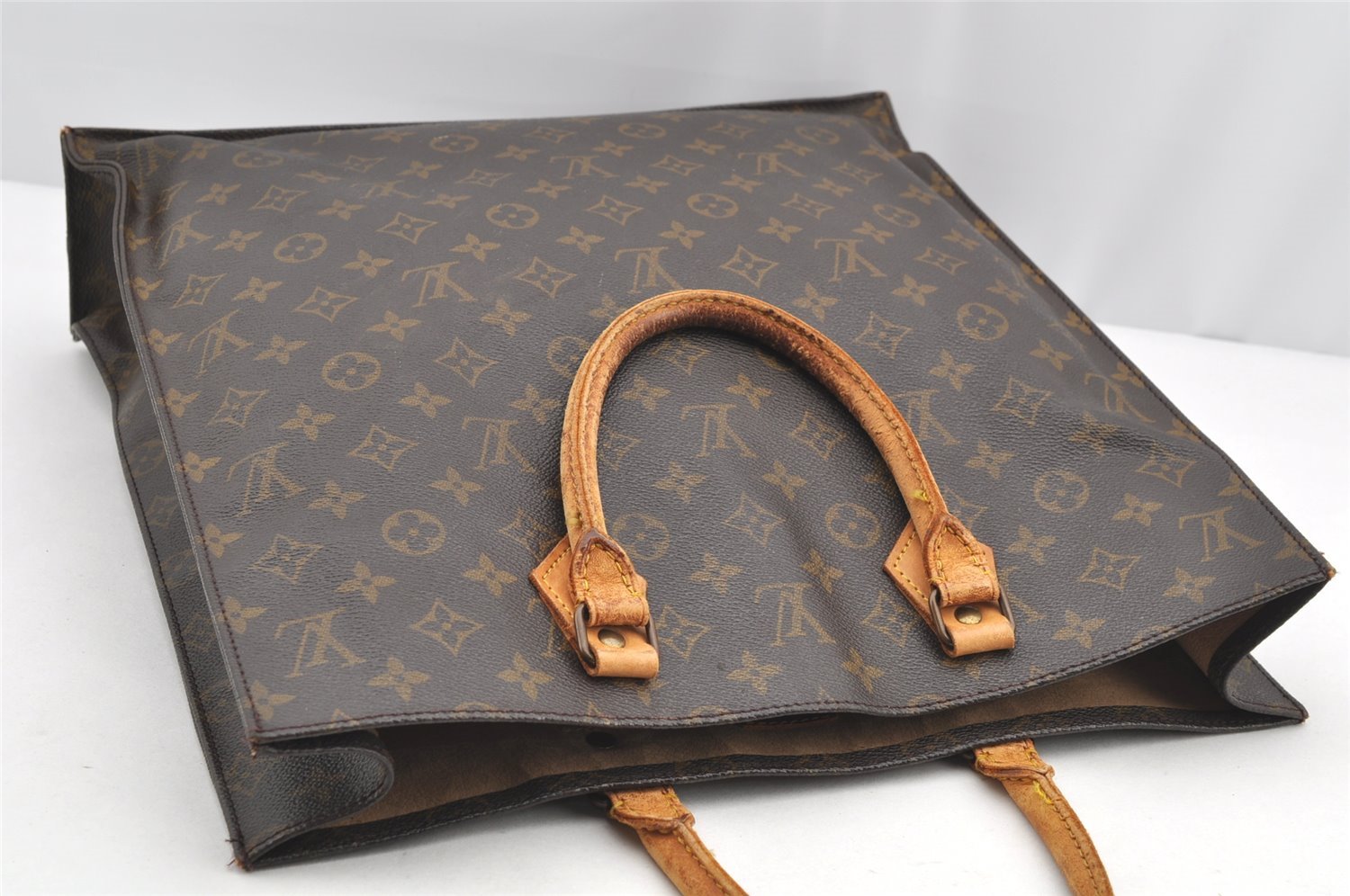 Authentic Louis Vuitton Monogram Sac Plat Hand Tote Bag M51140 LV 4744I