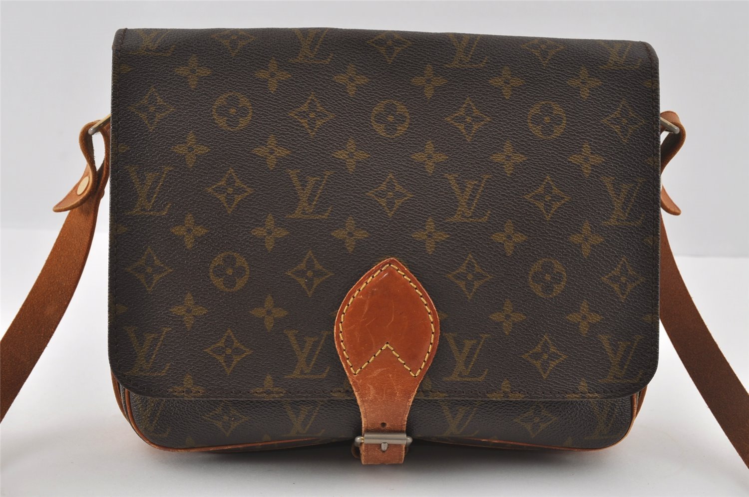 Authentic Louis Vuitton Monogram Cartouchiere GM Shoulder Bag Old Model 4745I
