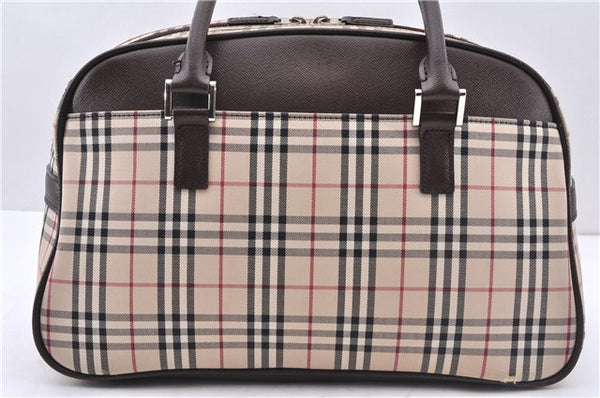 Authentic BURBERRY Nova Hand Bag Purse Canvas Leather Beige Brown 4753E