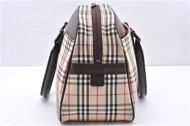 Authentic BURBERRY Nova Hand Bag Purse Canvas Leather Beige Brown 4753E