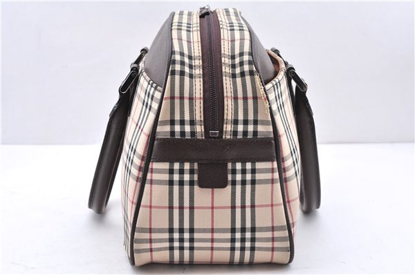 Authentic BURBERRY Nova Hand Bag Purse Canvas Leather Beige Brown 4753E