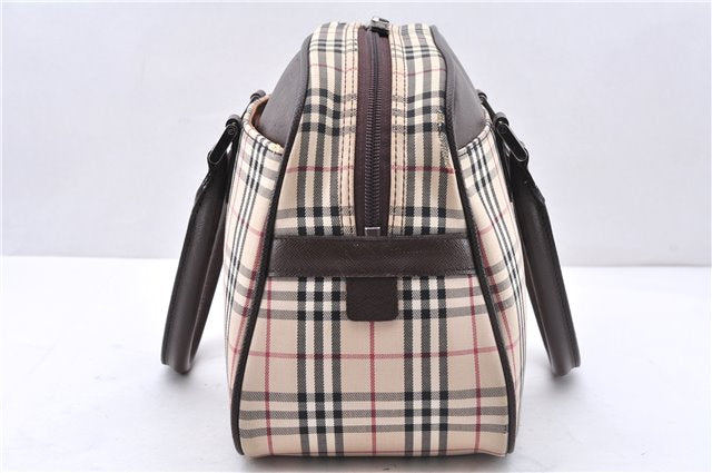 Authentic BURBERRY Nova Hand Bag Purse Canvas Leather Beige Brown 4753E