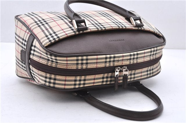 Authentic BURBERRY Nova Hand Bag Purse Canvas Leather Beige Brown 4753E