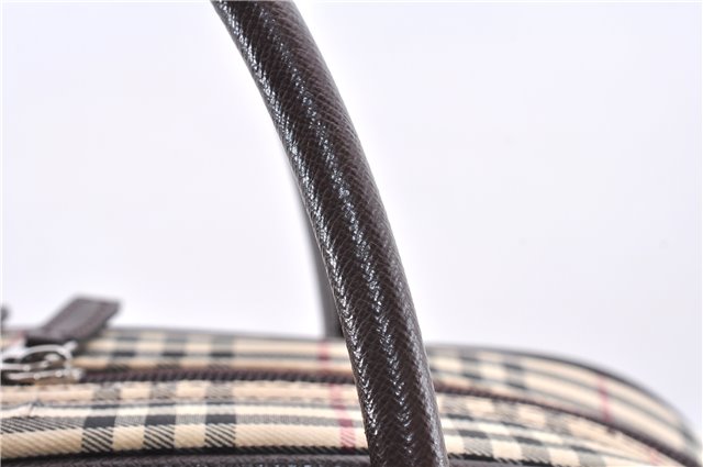 Authentic BURBERRY Nova Hand Bag Purse Canvas Leather Beige Brown 4753E