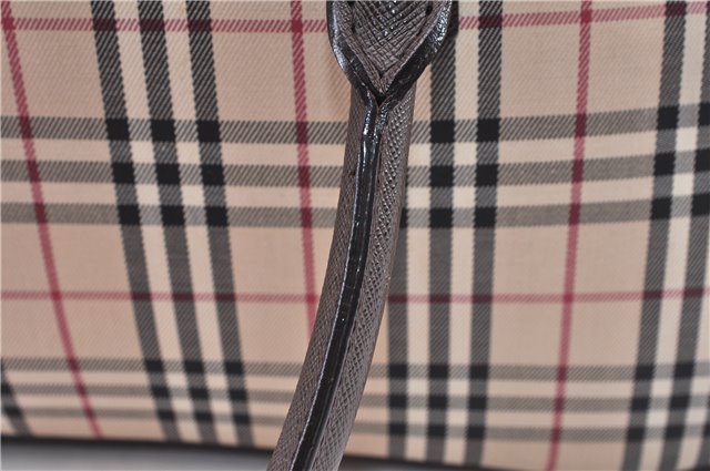 Authentic BURBERRY Nova Hand Bag Purse Canvas Leather Beige Brown 4753E