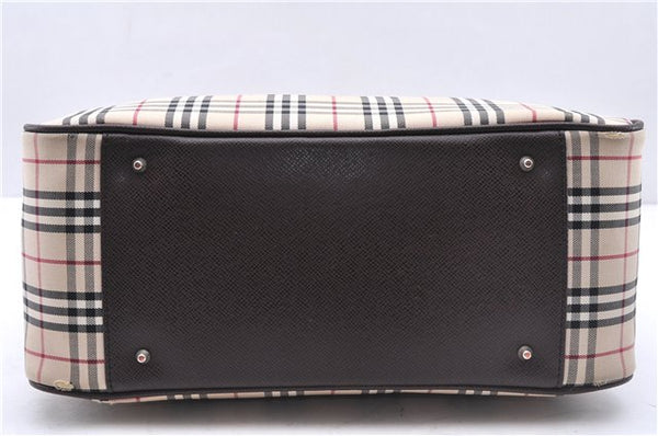 Authentic BURBERRY Nova Hand Bag Purse Canvas Leather Beige Brown 4753E