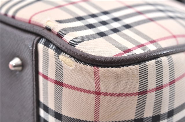 Authentic BURBERRY Nova Hand Bag Purse Canvas Leather Beige Brown 4753E
