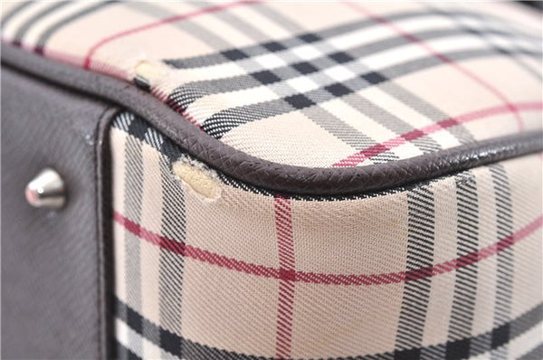 Authentic BURBERRY Nova Hand Bag Purse Canvas Leather Beige Brown 4753E