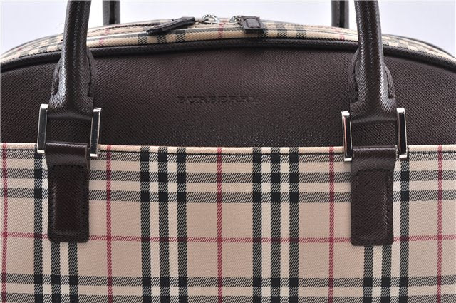 Authentic BURBERRY Nova Hand Bag Purse Canvas Leather Beige Brown 4753E