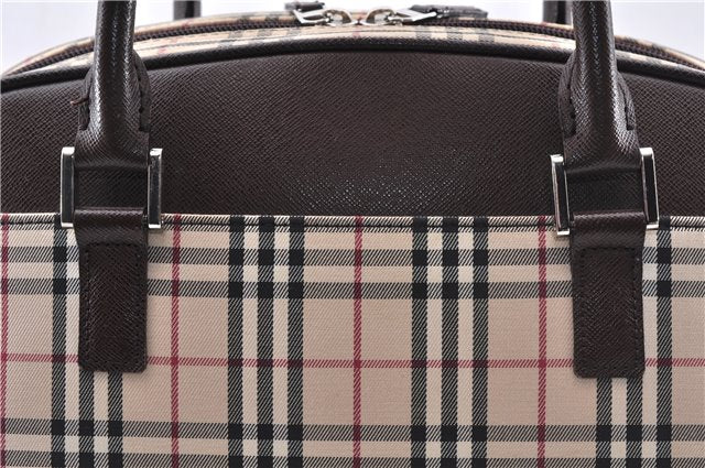Authentic BURBERRY Nova Hand Bag Purse Canvas Leather Beige Brown 4753E