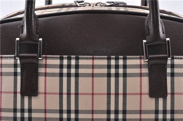 Authentic BURBERRY Nova Hand Bag Purse Canvas Leather Beige Brown 4753E