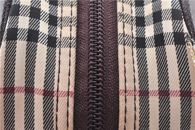 Authentic BURBERRY Nova Hand Bag Purse Canvas Leather Beige Brown 4753E