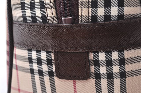 Authentic BURBERRY Nova Hand Bag Purse Canvas Leather Beige Brown 4753E