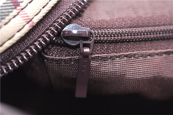 Authentic BURBERRY Nova Hand Bag Purse Canvas Leather Beige Brown 4753E