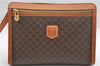 Authentic CELINE Macadam Blason Pattern Clutch Hand Bag PVC Leather Brown 4756D