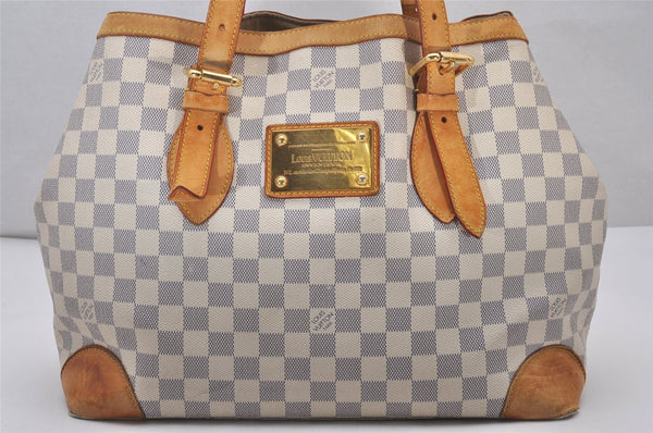 Authentic Louis Vuitton Damier Azur Hampstead MM N51206 Shoulder Tote Bag 4756I