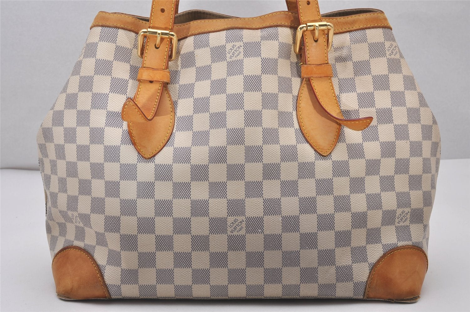 Authentic Louis Vuitton Damier Azur Hampstead MM N51206 Shoulder Tote Bag 4756I