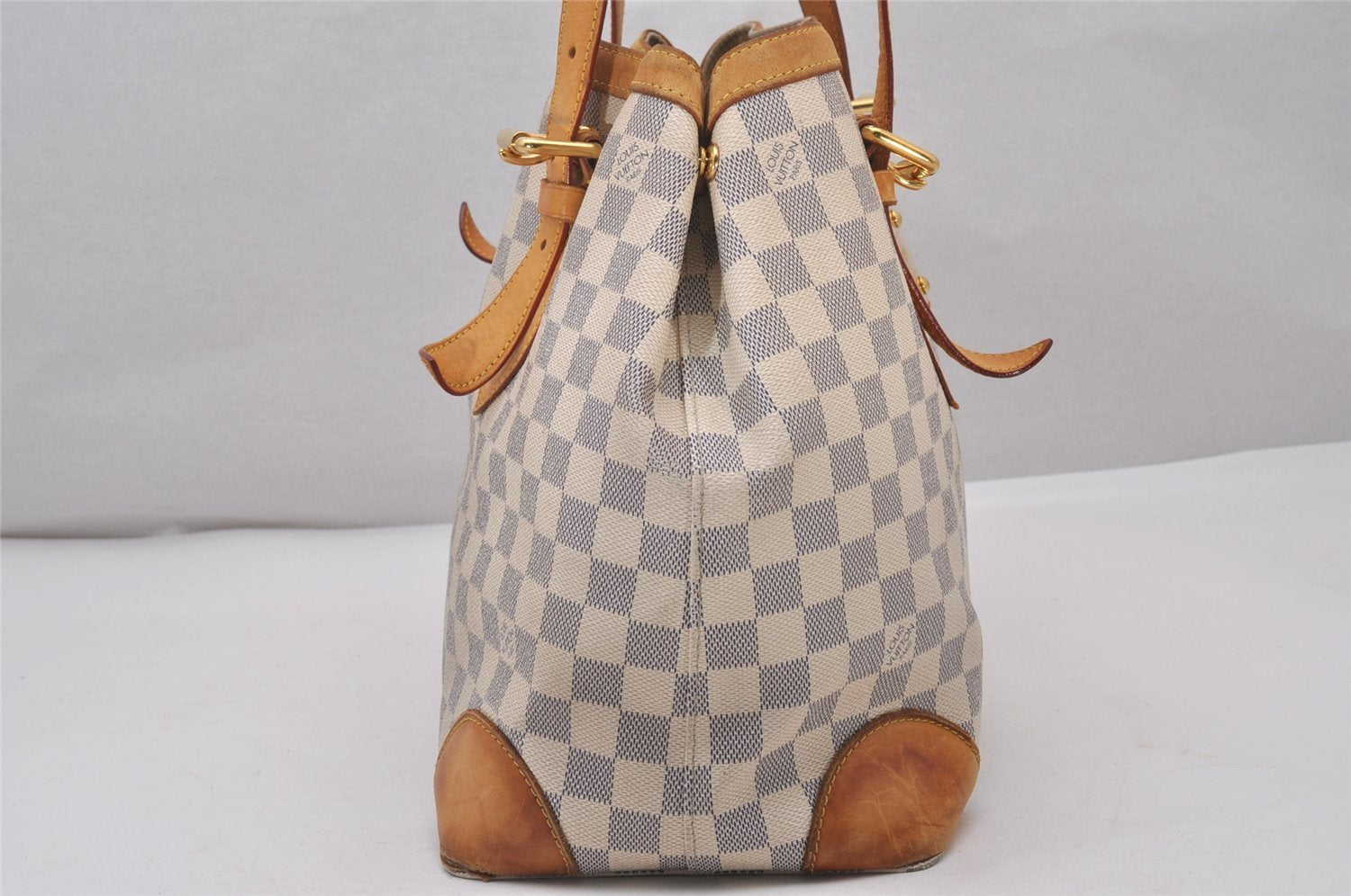 Authentic Louis Vuitton Damier Azur Hampstead MM N51206 Shoulder Tote Bag 4756I