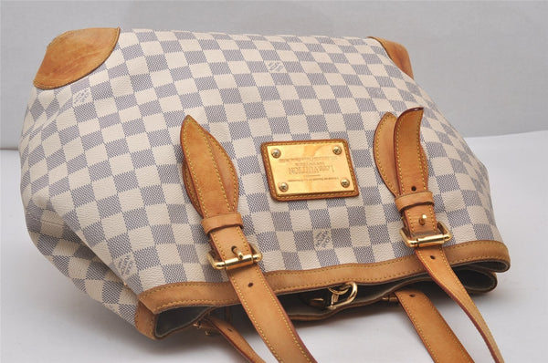 Authentic Louis Vuitton Damier Azur Hampstead MM N51206 Shoulder Tote Bag 4756I