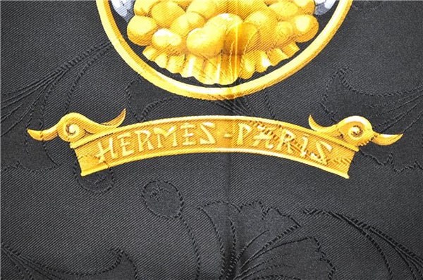 Auth HERMES Carre 90 Scarf "DAIMYO PRINCES DU SOLEIL LEVANT" Silk Black 4757C