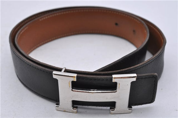 Authentic HERMES Constance Ladies Leather Belt Size 70cm 27.6" Black Brown 4758C