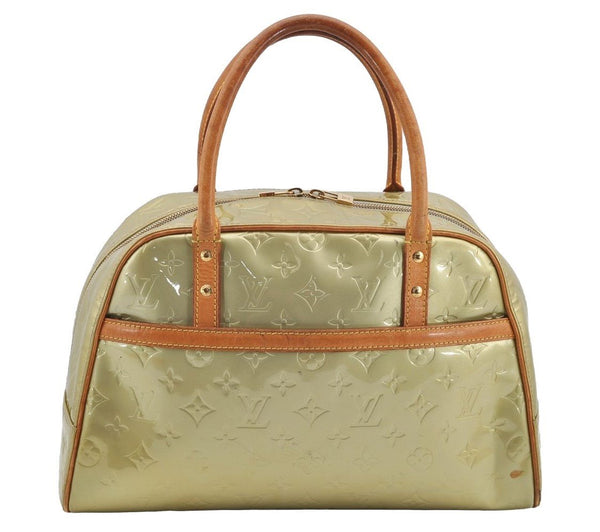 Auth Louis Vuitton Vernis Tompkins Square Hand Bag Light Green M91150 LV 4758I