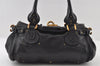 Authentic Chloe Paddington Vintage Leather Shoulder Hand Bag Black 4761I