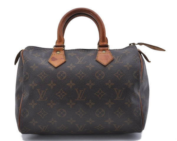Authentic Louis Vuitton Monogram Speedy 25 Boston Hand Bag M41528 LV 4762D