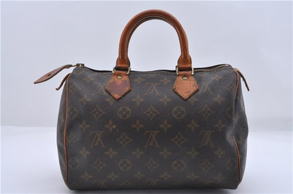 Authentic Louis Vuitton Monogram Speedy 25 Boston Hand Bag M41528 LV 4762D