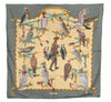 Authentic HERMES Carre 90 Scarf "LES OISEAUX DU ROY" Silk Green Box 4762F