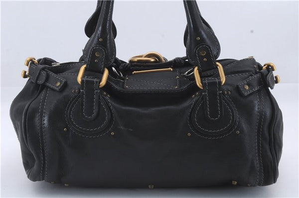 Authentic Chloe Paddington Leather Shoulder Hand Bag Black 4763D