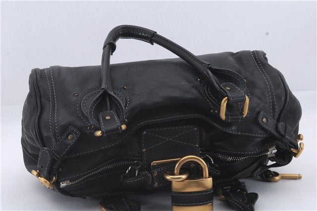 Authentic Chloe Paddington Leather Shoulder Hand Bag Black 4763D