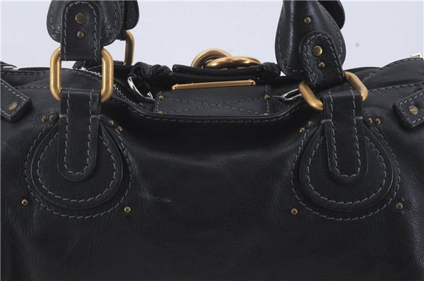 Authentic Chloe Paddington Leather Shoulder Hand Bag Black 4763D