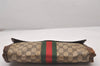 Authentic GUCCI Web Sherry Line Clutch Hand Bag GG PVC Leather Brown Junk 4765I