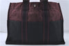 Authentic HERMES Fourre Tout MM Hand Tote Bag Canvas Bordeaux Black 4767D