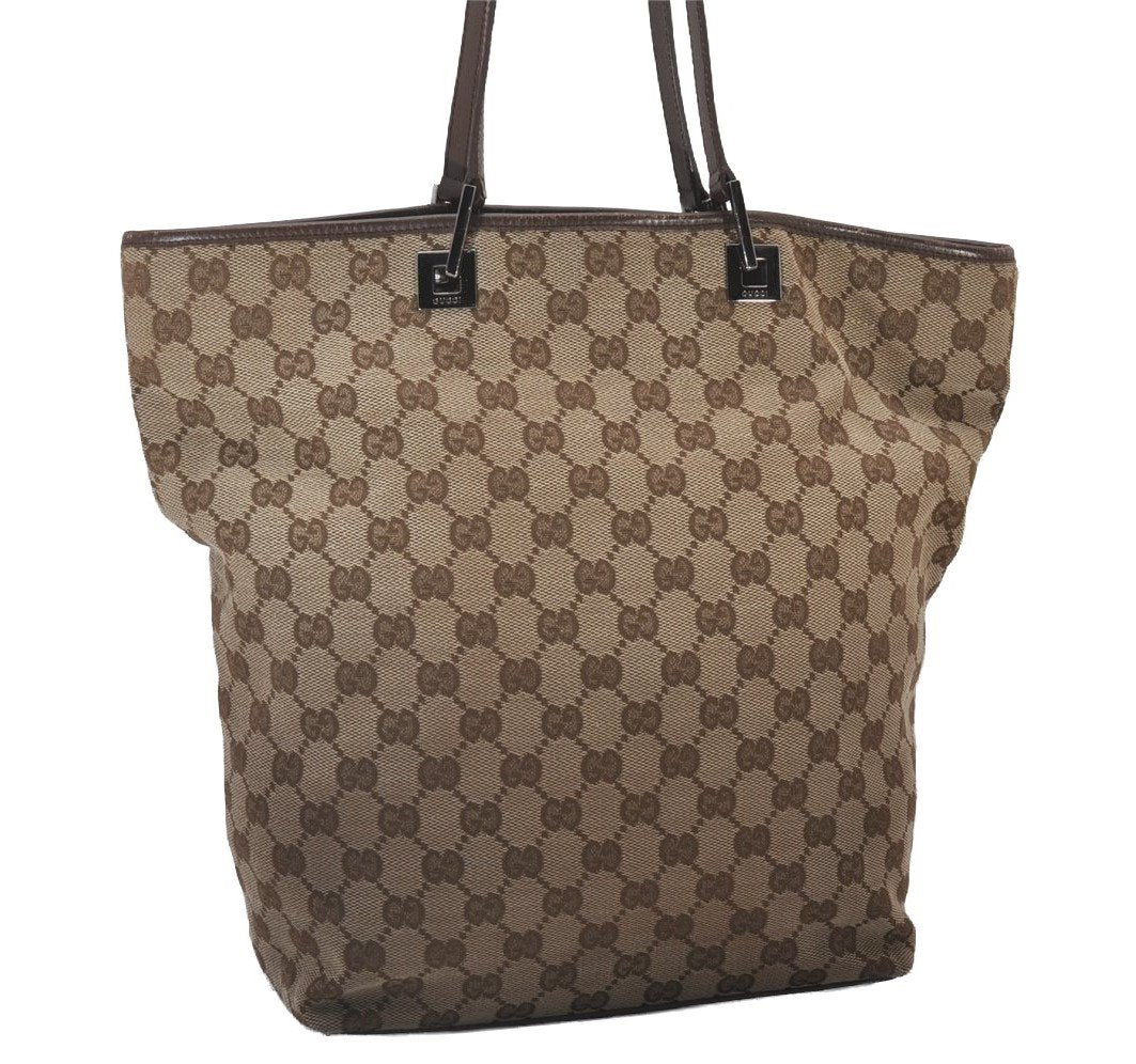 Authentic GUCCI Shoulder Tote Bag GG Canvas Leather 0021098 Brown Junk 4767I