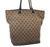 Authentic GUCCI Shoulder Tote Bag GG Canvas Leather 0021098 Brown Junk 4767I